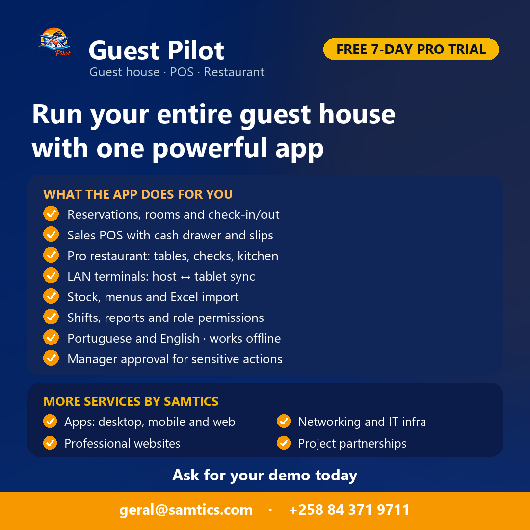 Guest Pilot — reservations, POS and restaurant management
